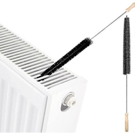 2 stk Radiatorrengjøringsbørste Fleksibel Radiator Støvkost med Trehåndtak (73cm)