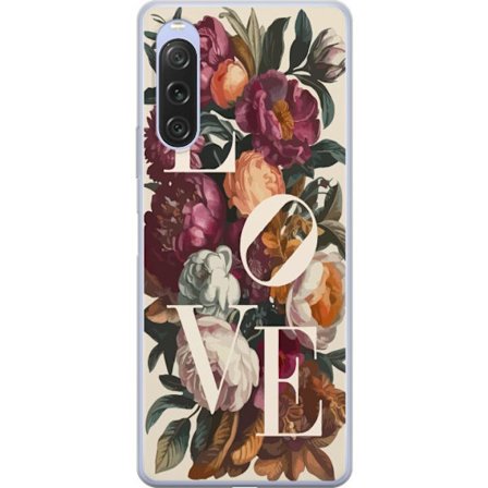 Sony Xperia 10 V Genomskinligt Skal Kärlek blom-motiv med pioner och vintage-färger romantisk design med en varm känsla perfekt för en kärleksful