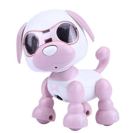 Robot Hund Husdjursleksak Smart Kids Interactive Walking Sound Valp LED Record Educational Gift (Rosa)