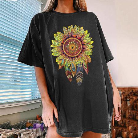 Kortärmad T-shirt För Kvinnor, Boho T-shirt