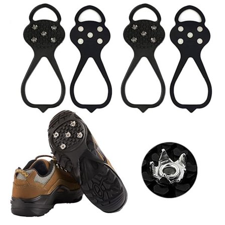 2 par isgrep, snøgrep med god elastisitet, brodder for sko med 5 sklisikre pigger, sklisikre piggspiker for å gå på jobb fiske