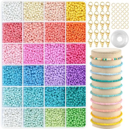 Helmet armbandeihin, 3 mm, macaron-helmisetti, 24 värikästä helmeä pujottamiseen, pastelli, mini-lasihelmet, tee itse rannekoru, DIY-koruihin,