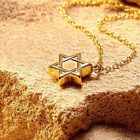 Unity | Gulltonet Halskjede med Davidsstjerne Anheng for menn - Stålhalskjeder