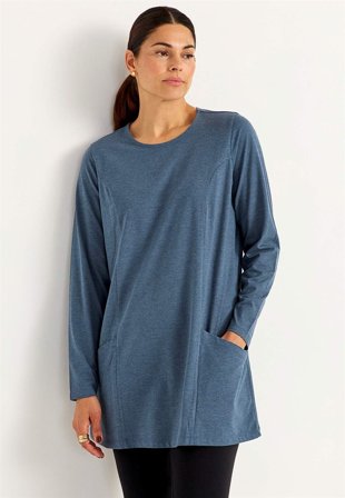 Cellbes of Sweden - Trikåtunika med fickor - blå / melerad - för damer - 38/40