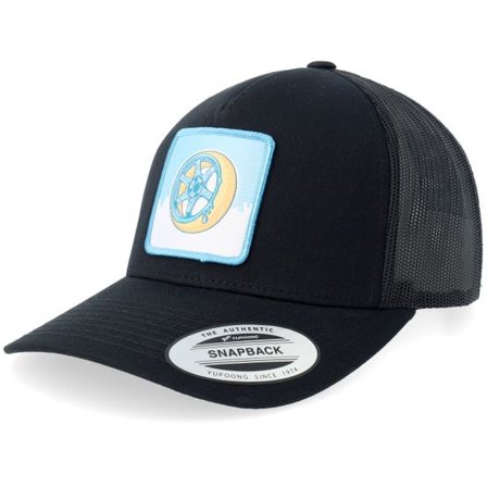 Gearshift - Svart trucker Keps - Blue Doughnut Rim Black A-frame Trucker @ Hatstore
