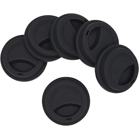 Silikonlåg til drikkekop, spildsikre låg, genanvendelige låg til kaffekrus, kaffekoplåg, 6 stk. - Sort