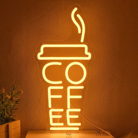 Kaffekop Neonskilt til Vægdekoration Cafe Neon Lys Kaffekrus Led Skilte Varm Hvid Neon Lys Op Skilt til Cafe Mælk Te Butik Indkøbscenter Dekoration