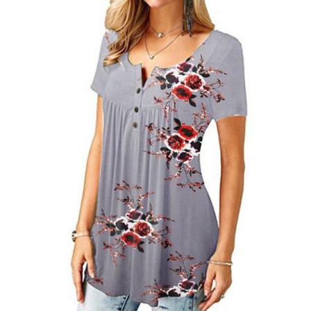 Printed T-shirt Dam Sommar Rundhalsad Kortärmad Blus