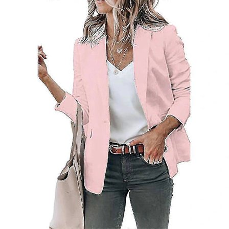 Dame Casual Kostume Blazer Revers Kappa Business Slim Fit Overtøj Pink M
