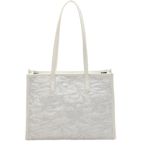 Vit axelväska dam 2022 ny fransk nisch textur axel