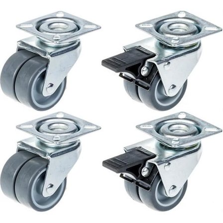 Rullar - ZHONGSHAN - 50 mm - Grå gummi - Pack om 4 - Svängbara med broms