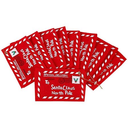 10 st juldekoration för hem kuvert hälsningskort godis vävda påsar prydnader röd