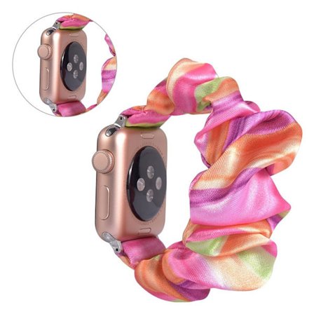 Apple Watch Series 5 40mm viileä kangaskuvioinen kellonauha - Ruusu / Vihreä / Oranssi