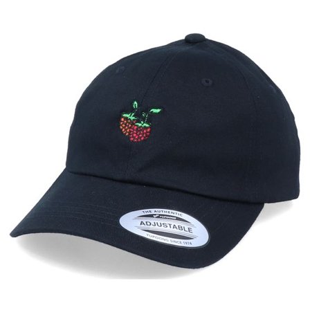 Iconic - Svart unconstructed Keps - Raspberry Black Dad Cap @ Hatstore