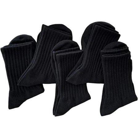 5 stk. dame- og herresokker i ensfarget sport, korte sokker, herre, svarte, varme, S