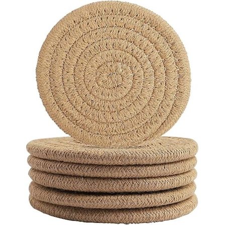 6 stk Kaffe Farge Drikke Brikker, 11cm Rund Vevd Brikke Wate[CO]