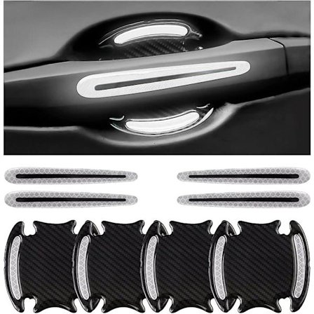 8 stk Anti-Riper Beskyttelse for Bil Dørhåndtak, Bil Dørhåndtak Klistremerke Film, 3D Klistremerker for Dørhåndtak med Sikkerhetsreflekterende 