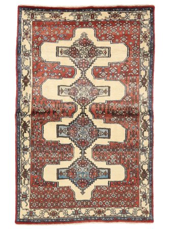 Senneh Matta 100X153 Brun/Beige Ull, Persien