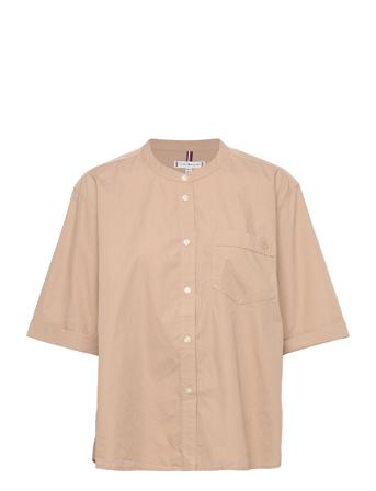Org Cotton N Relaxed Shirt Ss Kortärmad Skjorta Beige Tommy Hilfiger