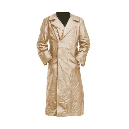 Herrar Läder Trenchcoat Full Längd Vintage Konstläderjacka