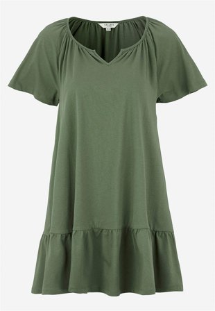 Cellbes of Sweden - Tunika med volant nederst i kakigrøn til damer i størrelse 38/40