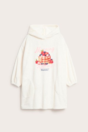 Kappahl | Bluza z kapturem, z polaru, z nadrukiem | Offwhite