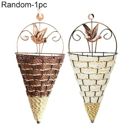 Veggdekorativ Hengekurv i Viker - Blomsterpotte, Planteholder, Oppbevaringsstativ - Hjemmedekor Qinhai