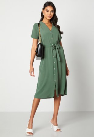 VERO MODA Saga SS Calf Shirt Dress Laurel Wreath Klær