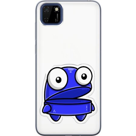 Kompatibel Mobilcover til Huawei Huawei Y5p Blå tegneseriefigur med åbent udtryk og store øjne i sjov illustration