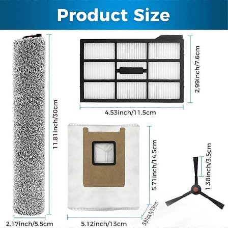 Tilbehørssæt til E25/E28 Omni robotstøvsuger - reservedele inklusive børster, filtre og støvsugerposer