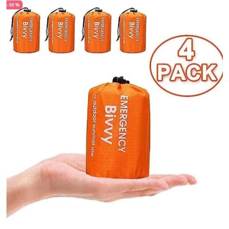 Hot tilbud til lav pris! 4x Vandtæt Termisk Nødsovepose til Udendørs Camping Overlevelse Bivvy Sack - Glad