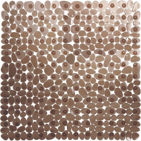 Plastmatta med sugkoppar, halkfri, The Pebblz Collection - 56 cm x 56 cm, Amber Brown