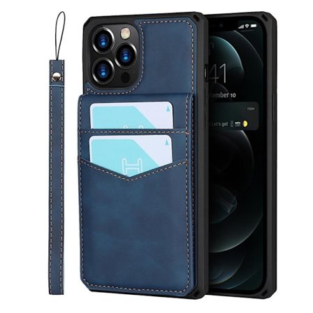 Skal med Kortplatser till iPhone 12 Pro Max - Blå