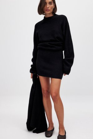 Josefine HJ x NA-KD Stickad minikjol - Stickade kjolar - Svart - XL (EU 46)