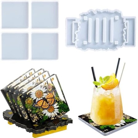4 stk Square Coaster coaster former for epoksyharpiks silikon