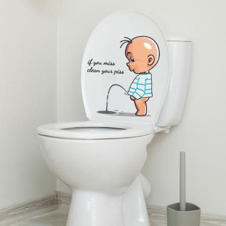 Sjovt advarselstoilet klistermærker tegneserie barn tisse toilet låg WC dør klistermærke