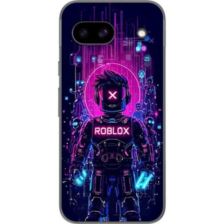 Kompatibelt Mobilskal till Google Google Pixel 8a Roblox Cyber Core Kraftfull digital Robloxdesign med lila ljus och futuristisk bakgrund