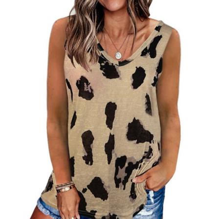 Oss Kvinnor Printed Ärmlös Väst Toppar Dam Casual Lös Tank