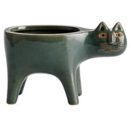 Tegneserie Katte Blomsterpotte Dyr Keramisk Blomsterpotte Kaktus Sukkulente Planter Potte Blomsterdekoration Grøn