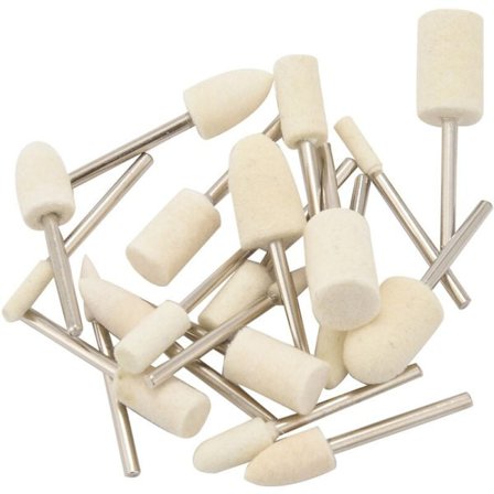 20 stk. uldfilt dornmonterede polerings- og slibeskiver Slibeskiver Slibemaskinehoved Polering Ur Rotationsværktøjstilbehør - 1/8 tomme