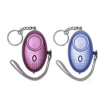ING 2 st Batteri Personligt Alarm – Självförsvarsprodukter – Alarm Nyckelring – Batteri LED-Ficklampa - 130 dB-Lila och blå