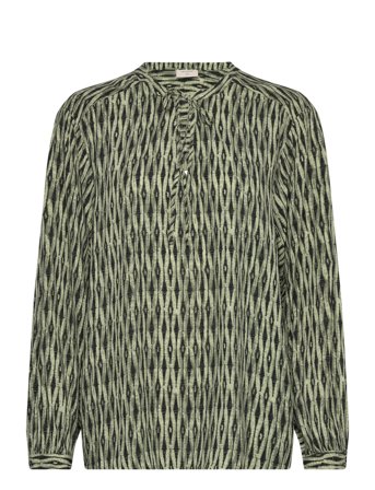 Blouse From Freequent In A Light Material With A Contrasted Look In The Print. I Tops Blouses Long-sleeved Green FREE/QUENT