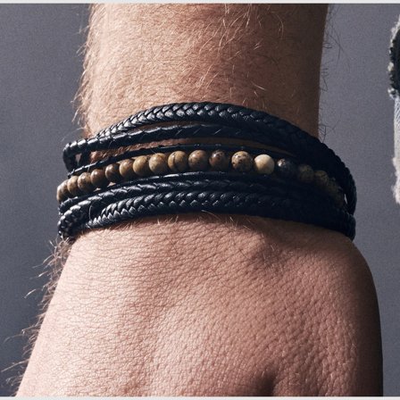 Naxos Picture Jasper Skinnarmband for menn - Perlearmbånd