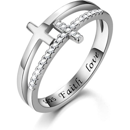 18k guldpläterad 925 sterling silver ring med kubisk zirkonia, dubbla korsringar, simulerad diamant CZ-ringar, gåvor till kvinnor, flickor, mamma, fru