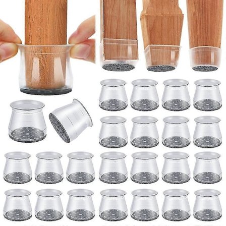 24 stk. silikone stolebensbeskyttere til trægulve bordbenbetræk, skammelbensbeskyttelseshætter, møbelkop med filtpuder silikone Fu