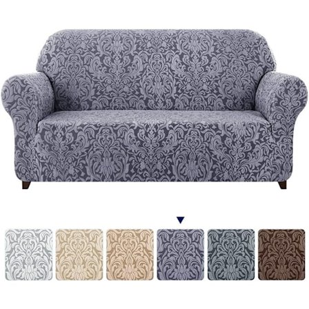 Grå, sofaovertræk, 3-personers jacquard Damascus sofaovertræk