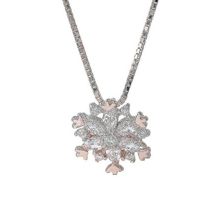 Snøflak Kubisk Zirkonia Geometrisk Hengesmykke Kvinne Kjede Smykker