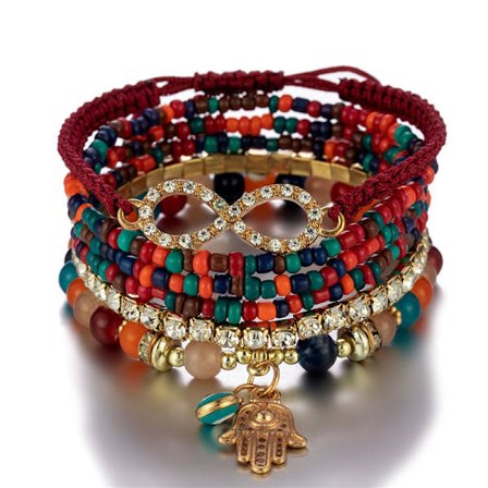 1PCS Bohemian Stackable Bead tassel Bracelets för kvinnor Stre