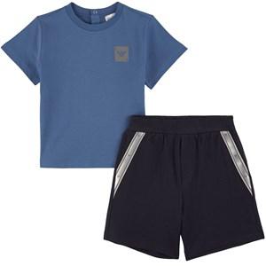 Kids - Emporio Armani Blue Branded T-shirt And Shorts Set - Clothing sets - 24 months - Blue - Junge
