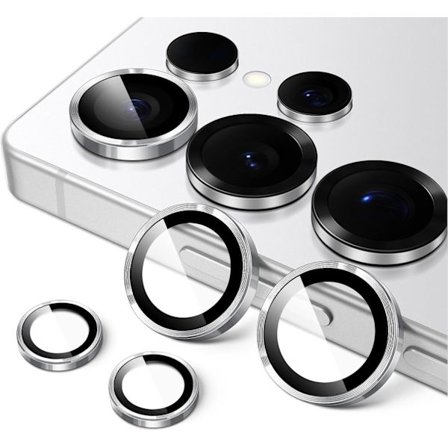 Kameralinsskydd för Samsung Galaxy S25 Ultra 5G, 9H härdat glas metall individuell ringskydd, enkel installation, HD Klar